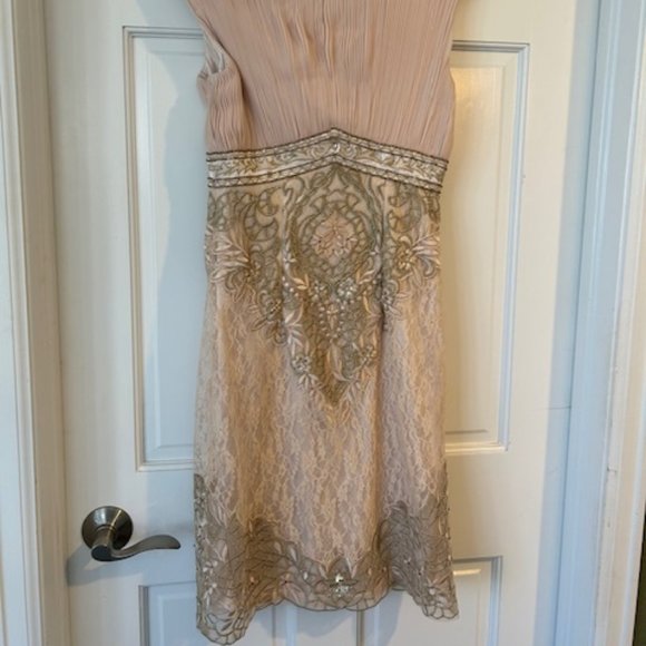 Sue Wong couture rose gold/blush lace cocktail dress - Picture 3 of 5